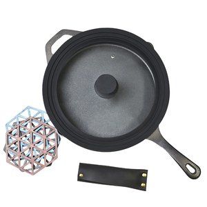 *Clearance* Cast Iron Skillet With Lid Tempered Glass Lid LHGL01